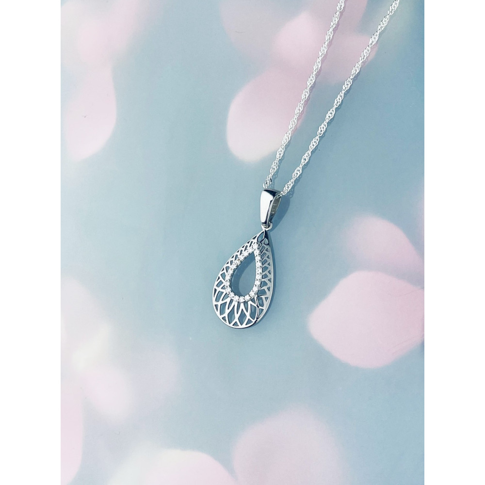 925 Silber Damen Medaillon Anhänger mit Zirkonia