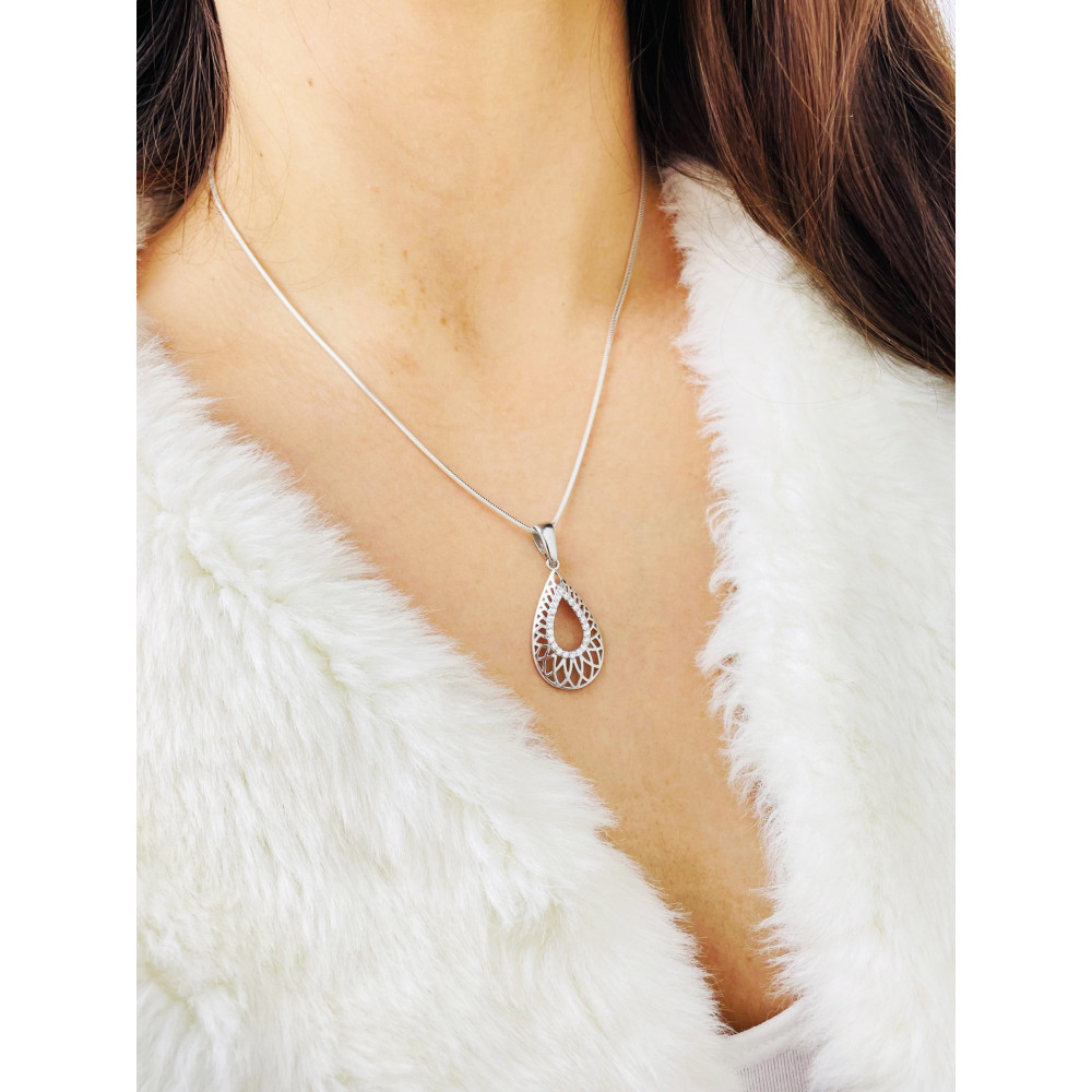 925 Silber Damen Medaillon Anhänger mit Zirkonia