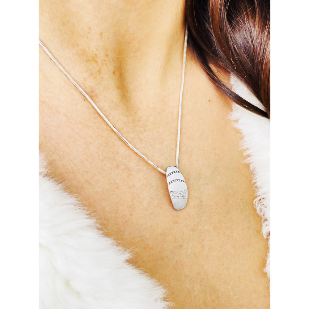 925 Silber Damen Medaillon Anhänger mit Zirkonia