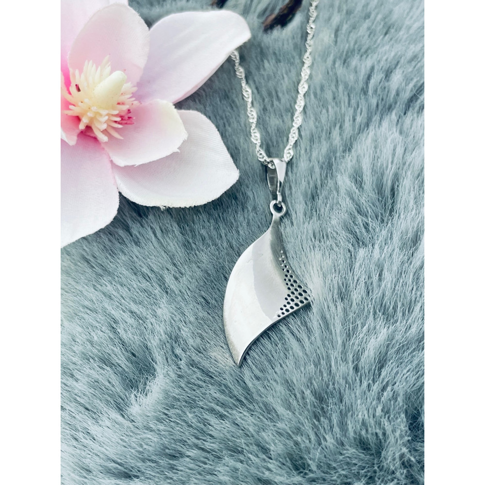 925 Silber Damen Medaillon Anhänger Welle