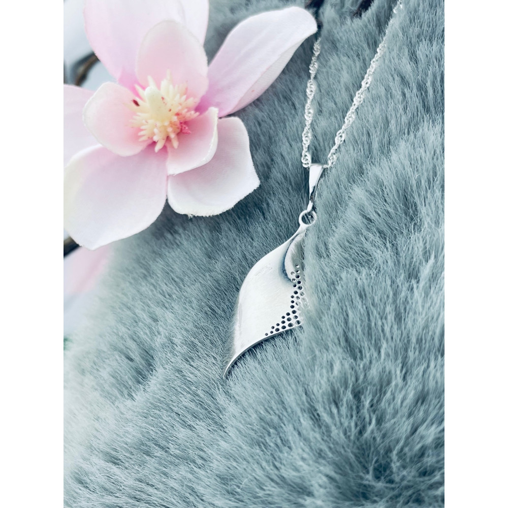 925 Silber Damen Medaillon Anhänger Welle