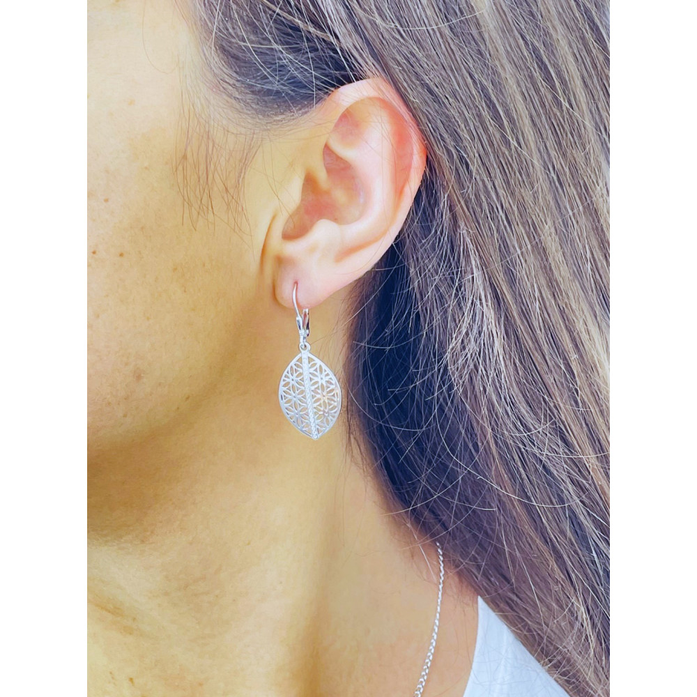 925 Silber Ohrringe mit Zirkonia Blume