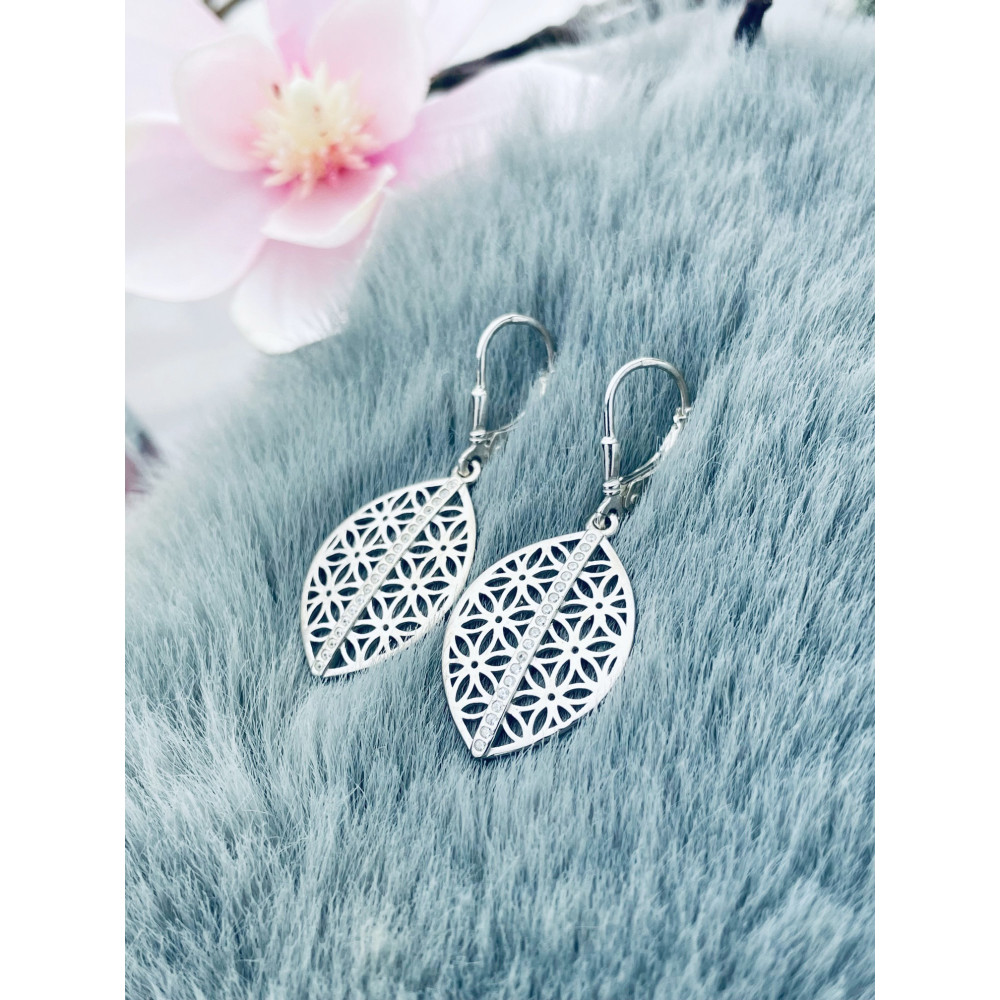 925 Silber Ohrringe mit Zirkonia Blume