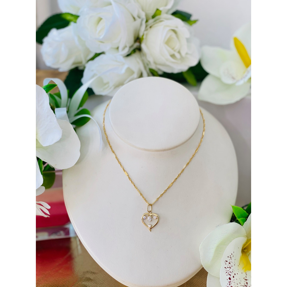 złota zawieszka serce z cyrkoniami