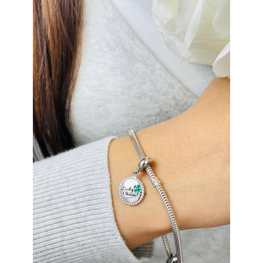 vierblättriges Kleeblatt 925 Silber Damen Kinder Anhänger Charms