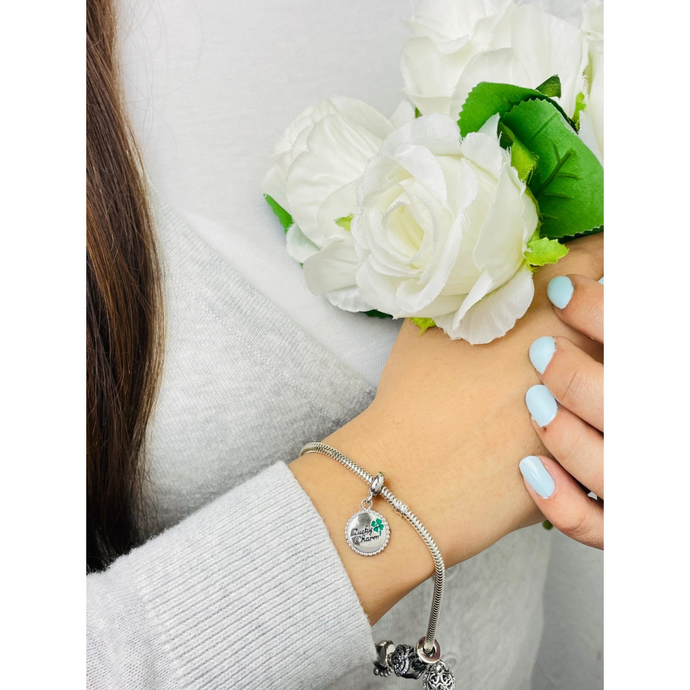 vierblättriges Kleeblatt 925 Silber Damen Kinder Anhänger Charms