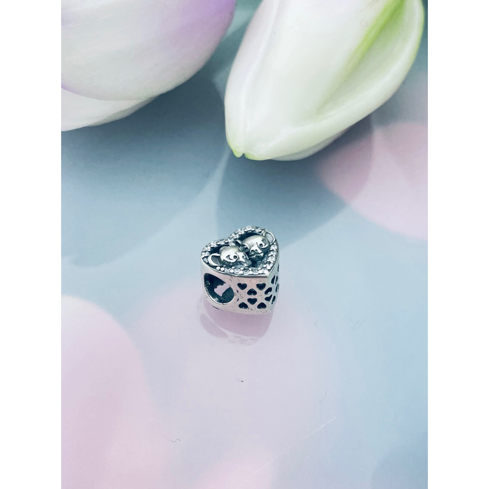 Herz 925 Silber Damen Kinder Anhänger Charms mit Zirkonia Vintage