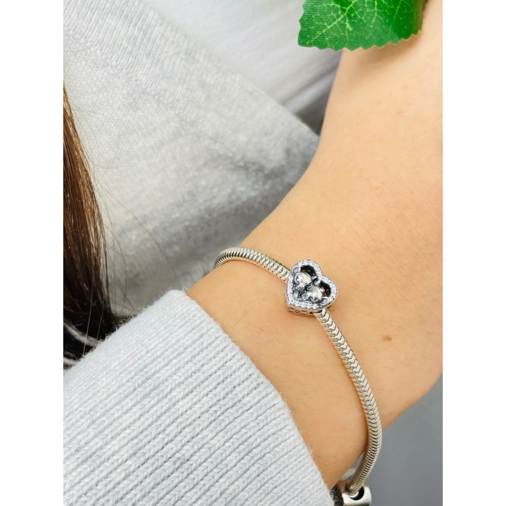 Herz 925 Silber Damen Kinder Anhänger Charms mit Zirkonia Vintage