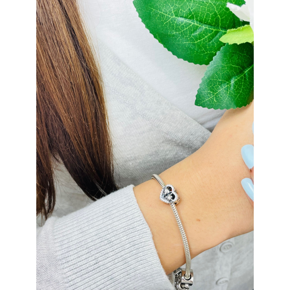 Srebrny koralik zawieszka charms serce serduszko pieski vintage