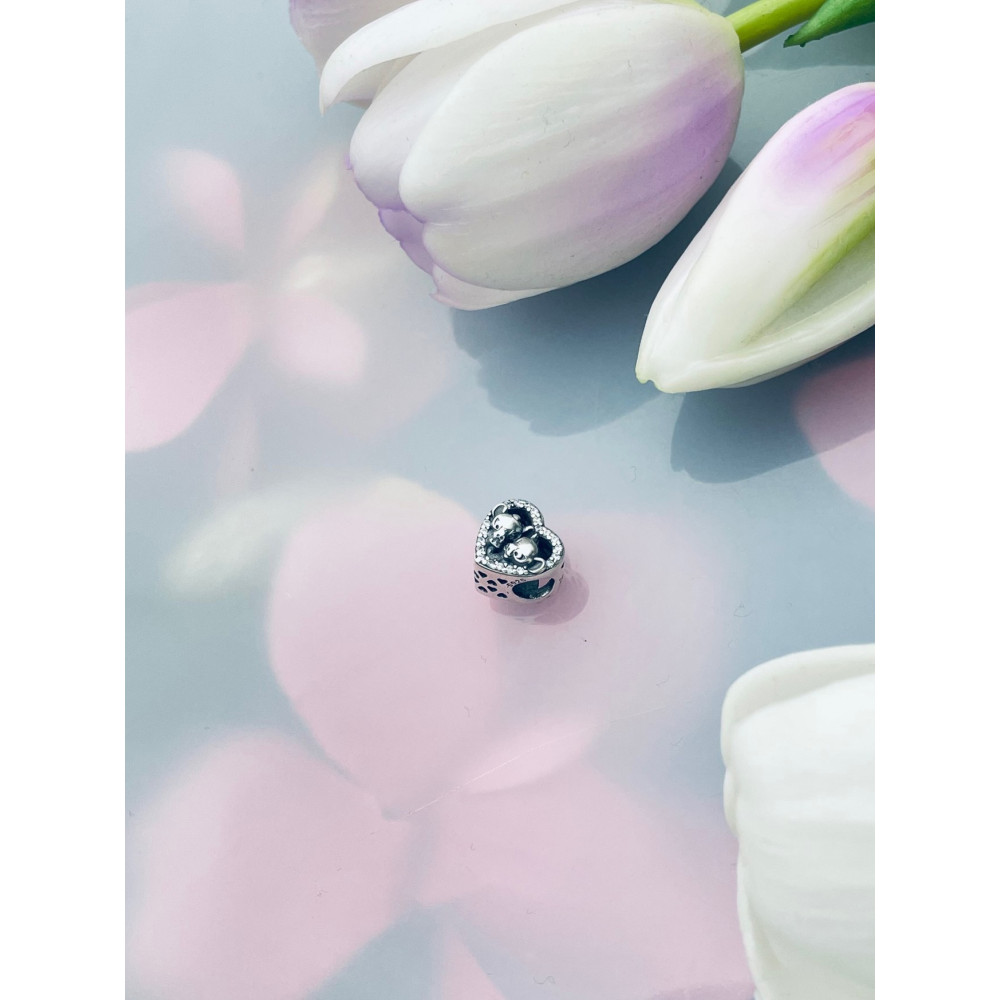 Herz 925 Silber Damen Kinder Anhänger Charms mit Zirkonia Vintage