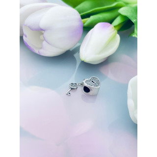 Herz Schlüssel 925 Silber Damen Kinder Anhänger Charms mit Zirkonia