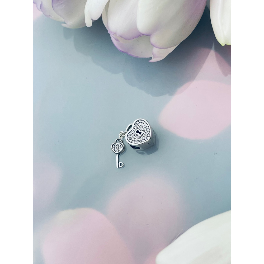 Herz Schlüssel 925 Silber Damen Kinder Anhänger Charms mit Zirkonia