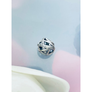 Srebrny koralik zawieszka charms z cyrkoniami vintage