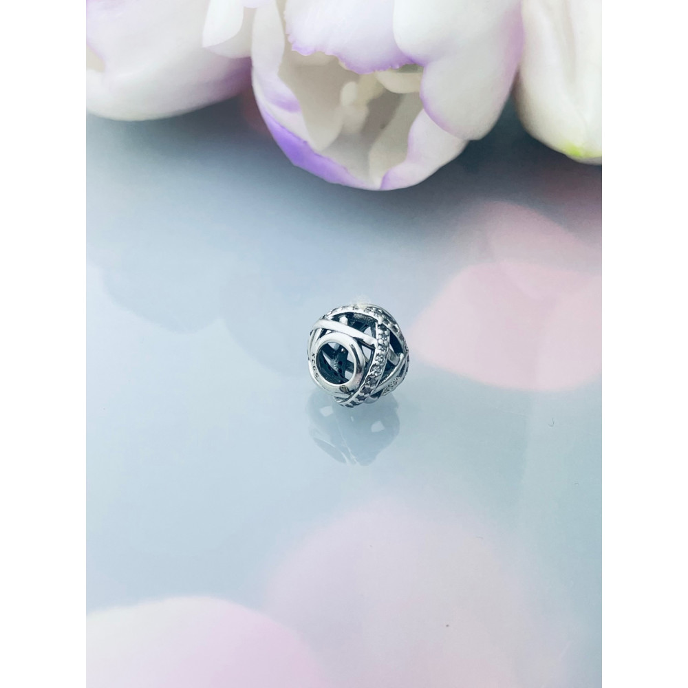 Srebrny koralik zawieszka charms z cyrkoniami vintage