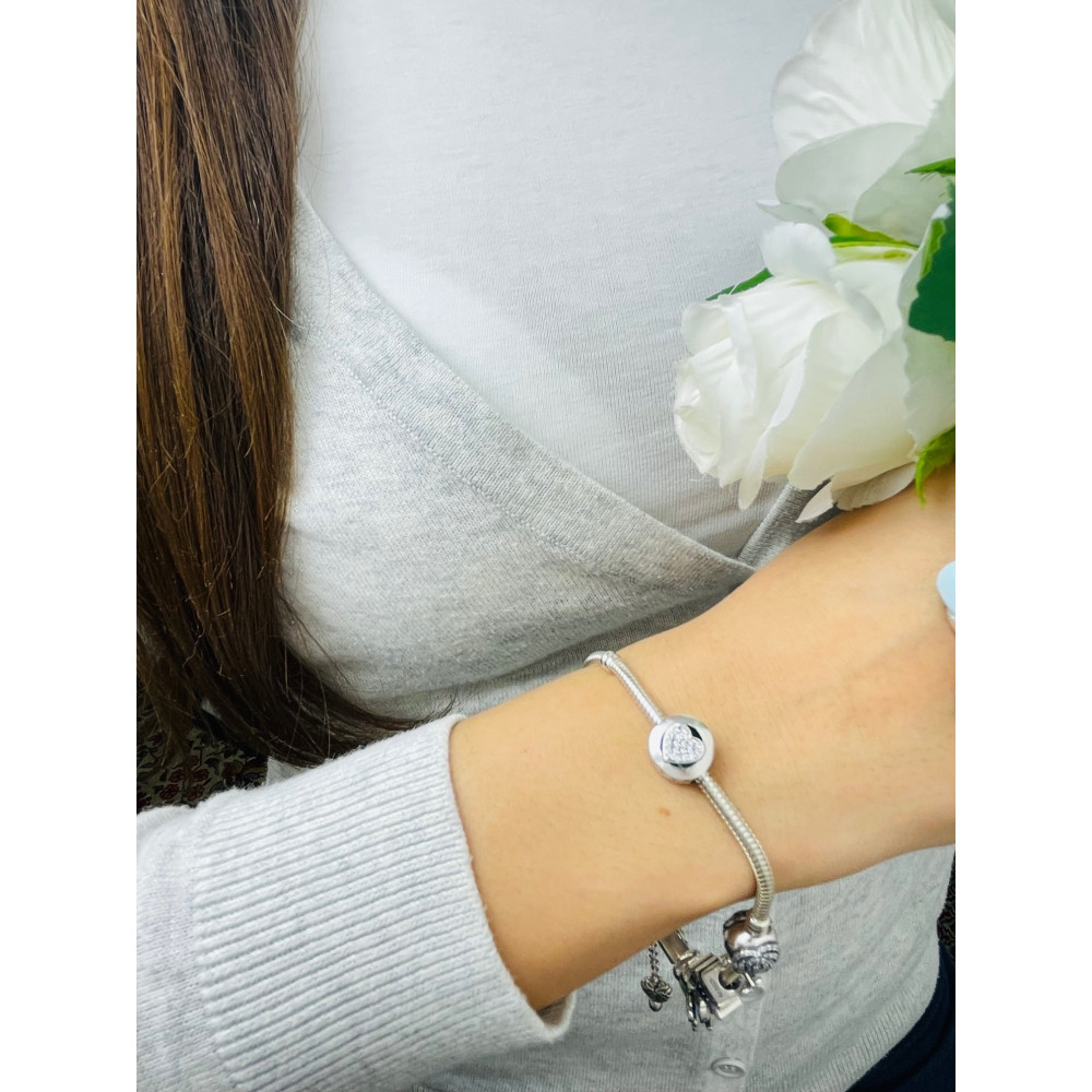 Herz 925 Silber Damen Kinder Anhänger Charms mit Zirkonia