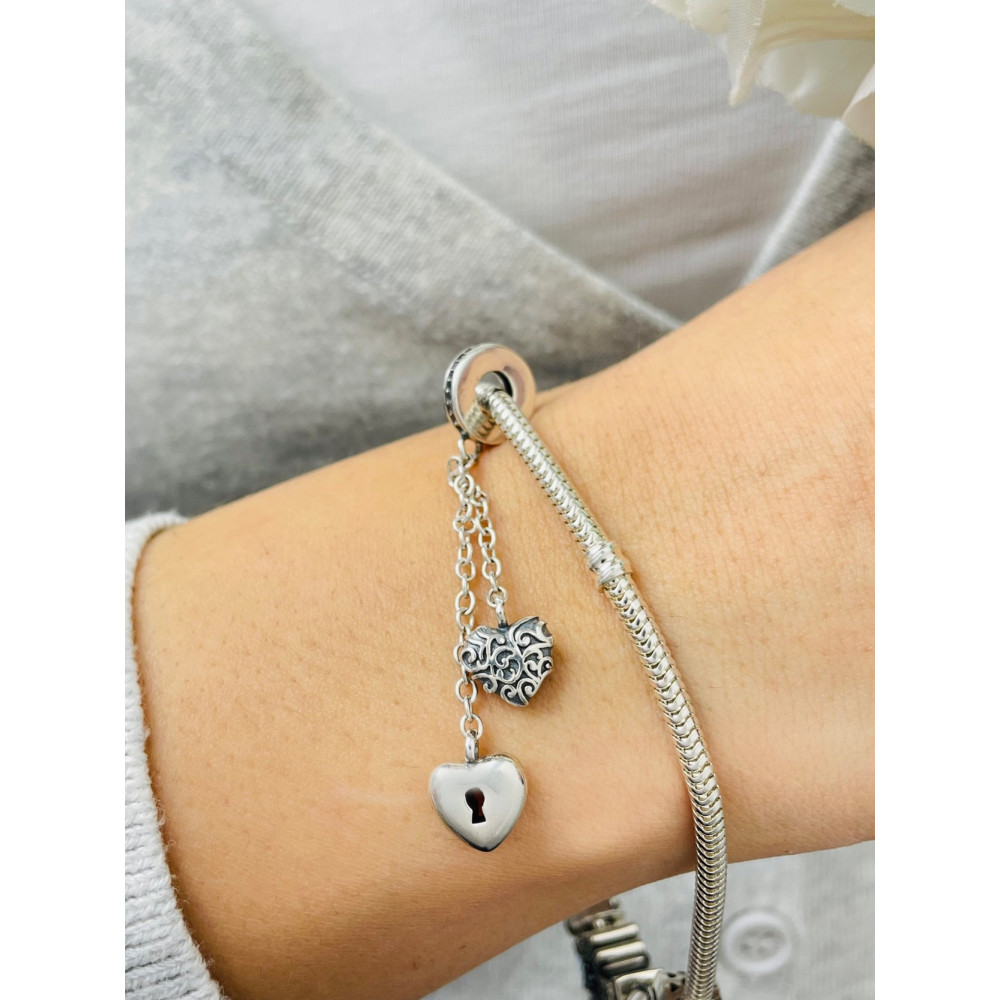 Herz 925 Silber Damen Kinder Anhänger Charms mit Zirkonia