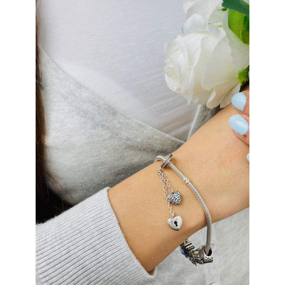 Herz 925 Silber Damen Kinder Anhänger Charms mit Zirkonia