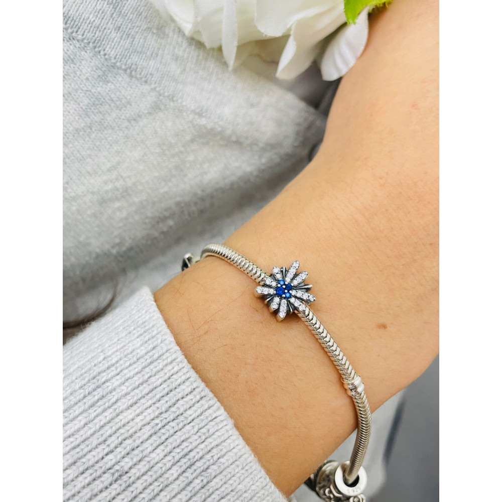 Blume 925 Silber Damen Kinder Anhänger Charms mit Zirkonia