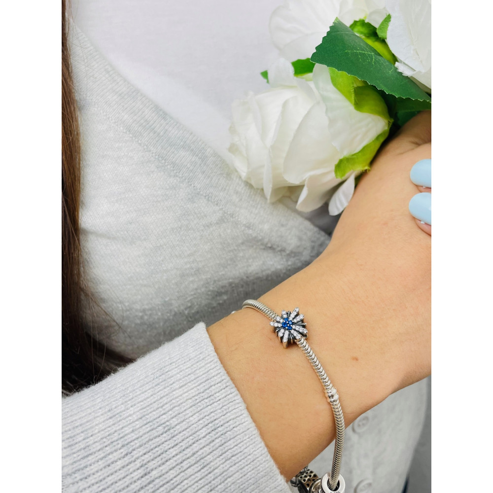 Blume 925 Silber Damen Kinder Anhänger Charms mit Zirkonia