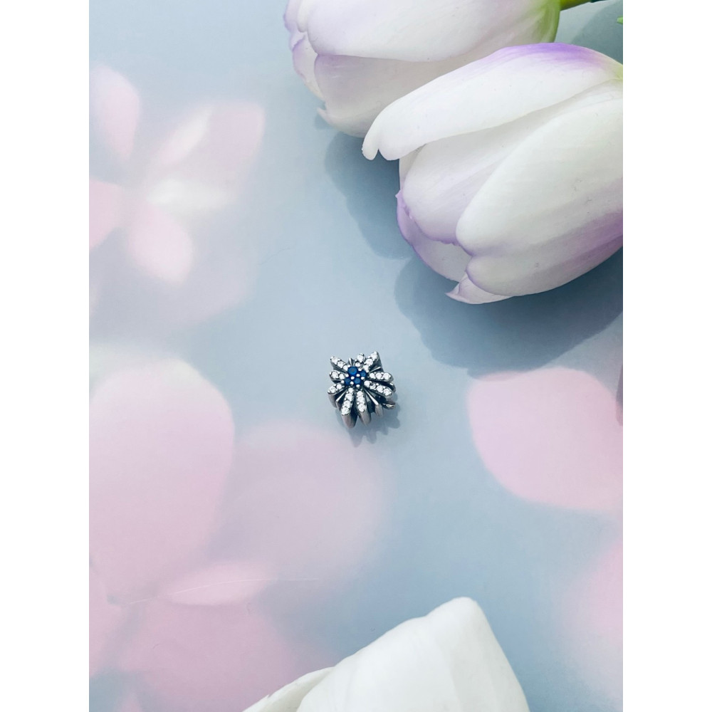 Blume 925 Silber Damen Kinder Anhänger Charms mit Zirkonia