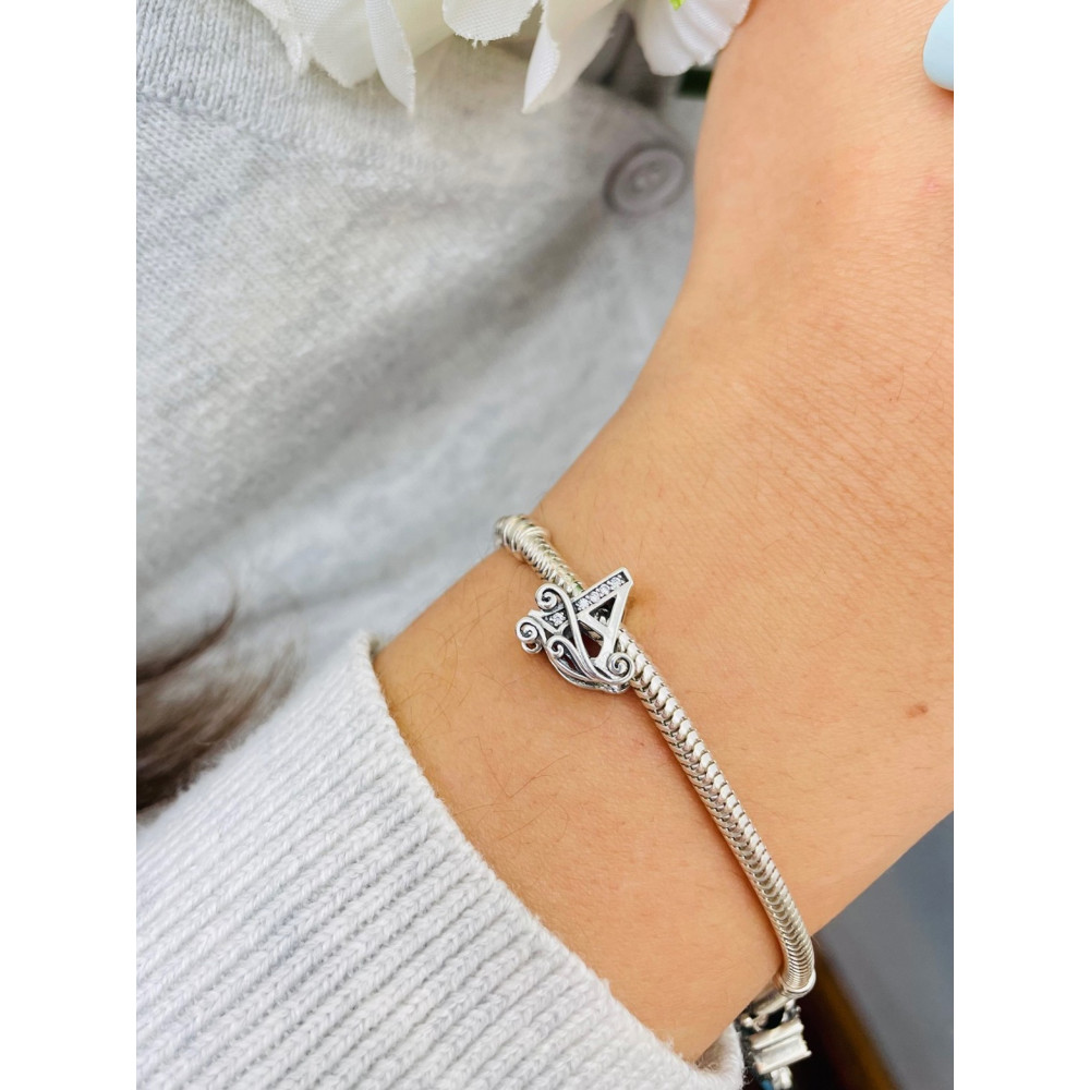 Buchstabe A 925 Silber Damen Kinder Anhänger Charms mit Zirkonia