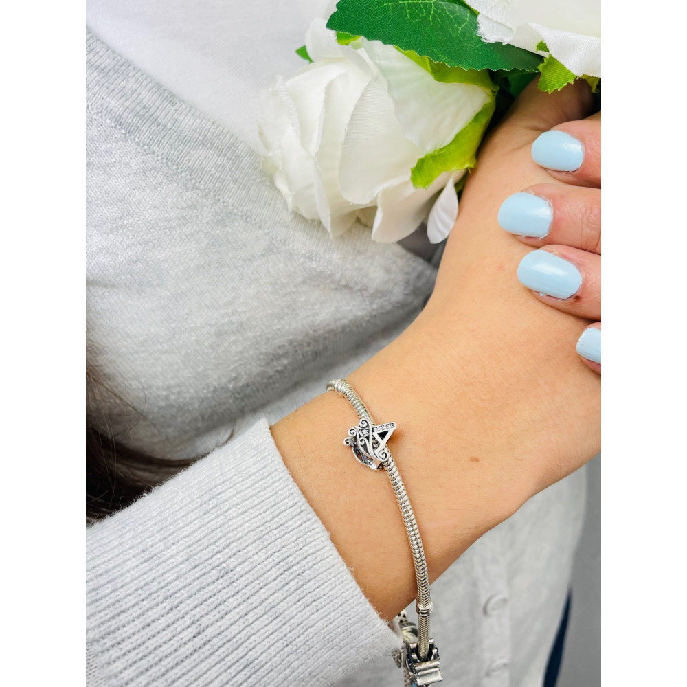 Buchstabe A 925 Silber Damen Kinder Anhänger Charms mit Zirkonia