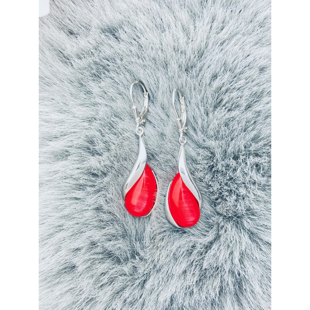 925 Silber Ohrringe mit Korallenstein