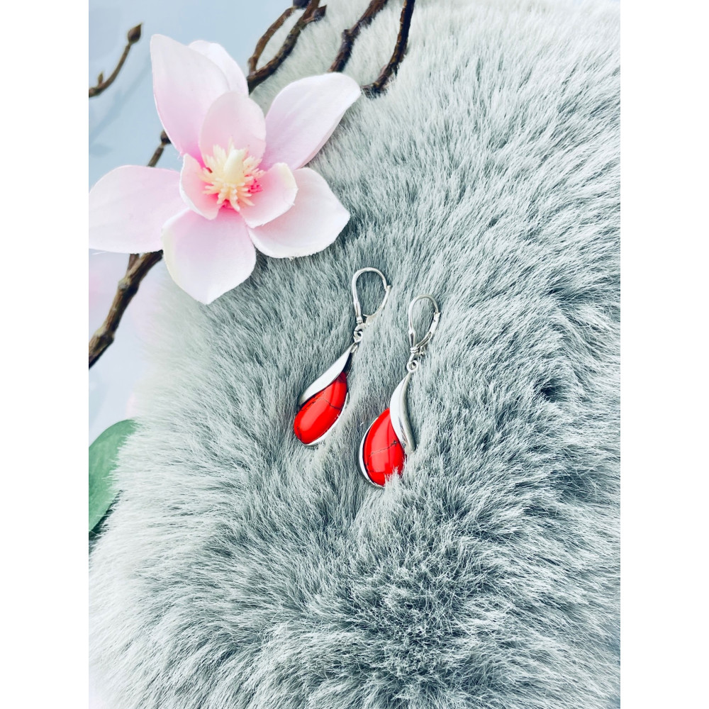 925 Silber Ohrringe mit Korallenstein