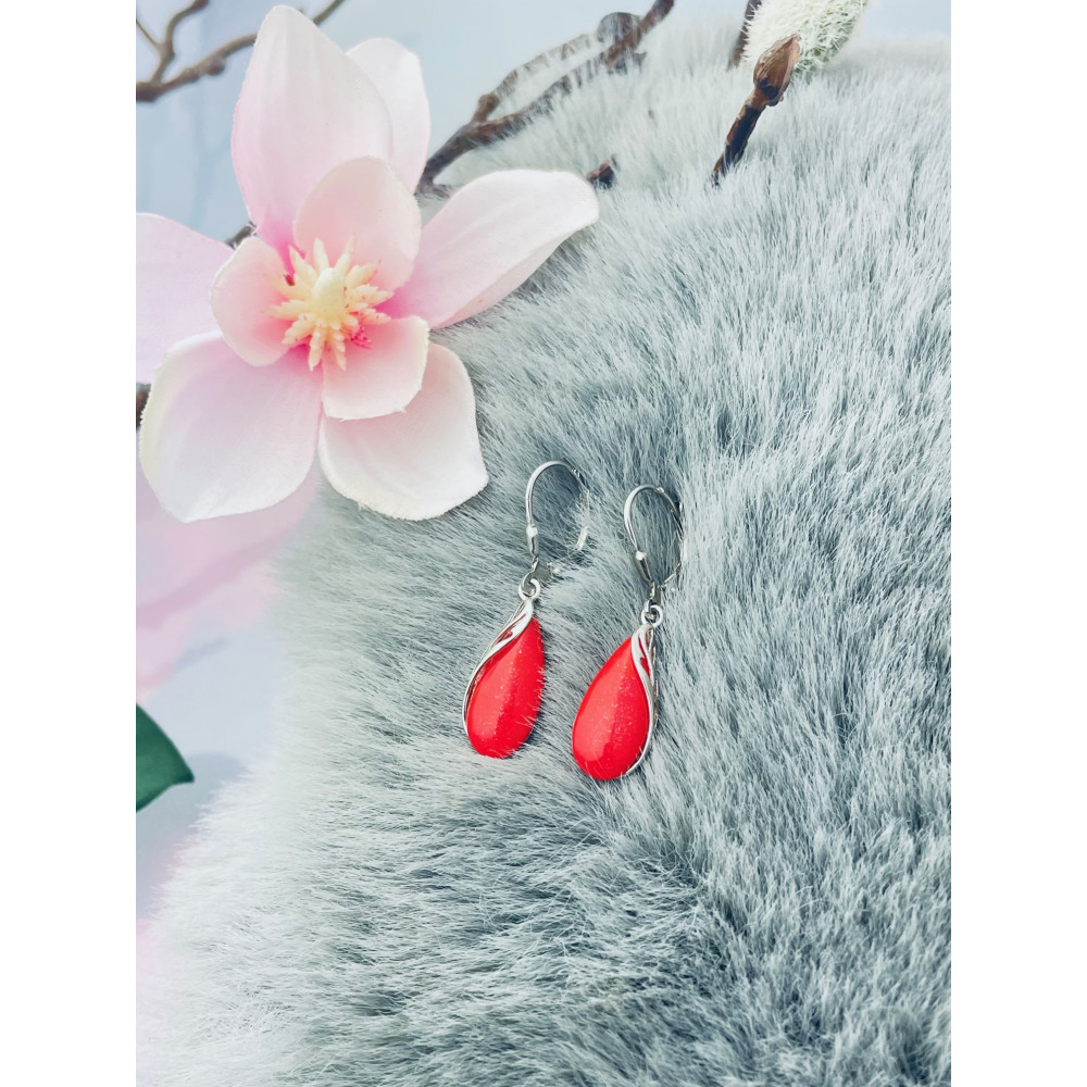 925 Silber Ohrringe mit Korallenstein