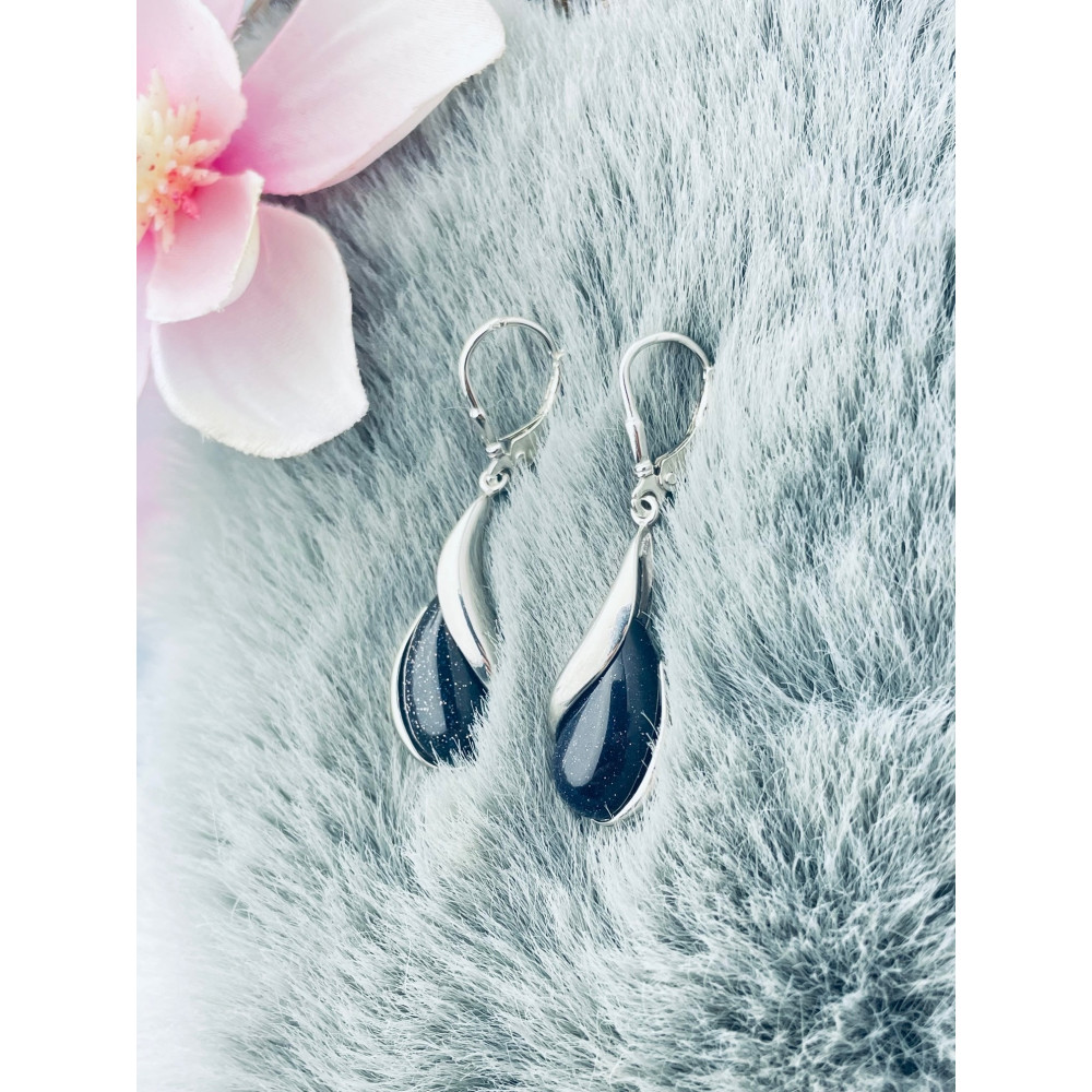 Srebrne kolczyki wiszące krople Noc Kairu