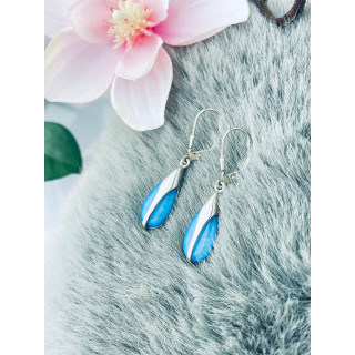 Srebrne kolczyki wiszące krople błękitny opal