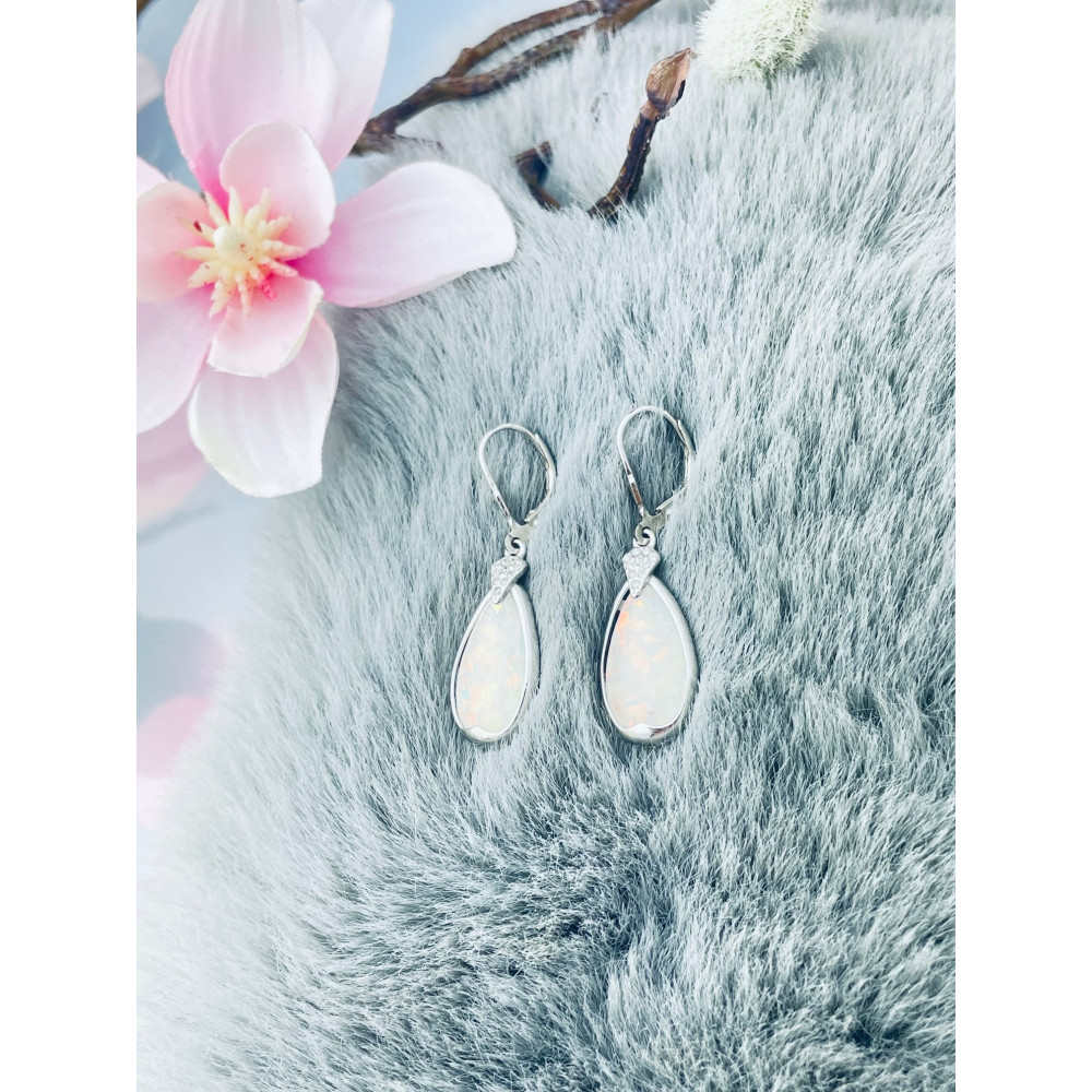 925 Silber Ohrringe mit Zirkonia Opalstein