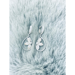 Blume 925 Silber Ohrringe mit Zirkonia