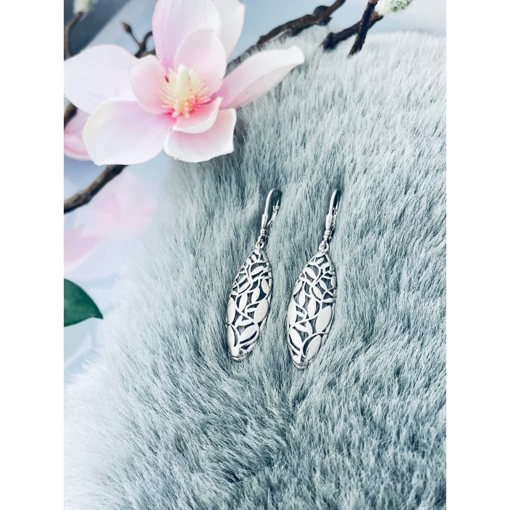 Blatt 925 Silber Ohrringe Vintage