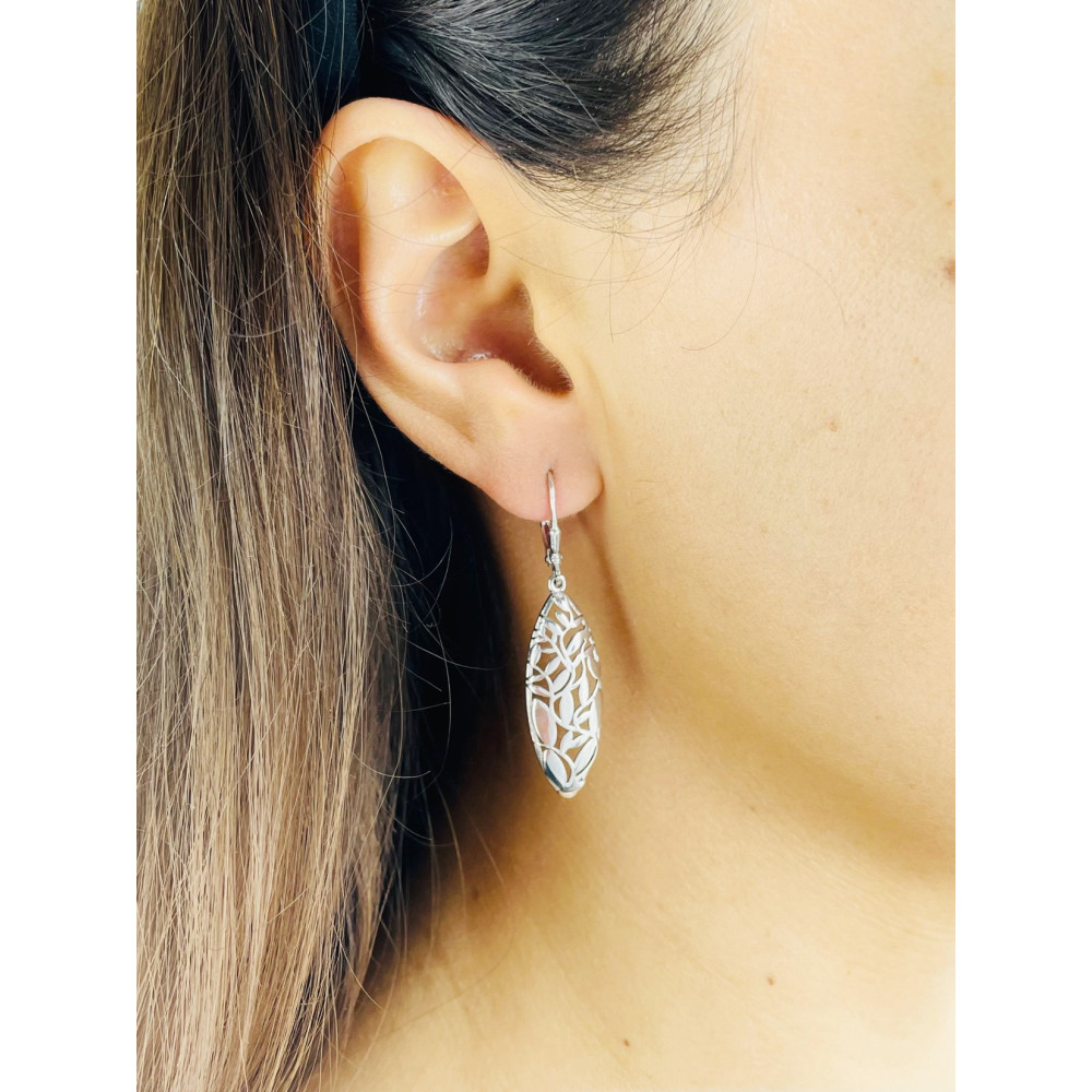 Blatt 925 Silber Ohrringe Vintage