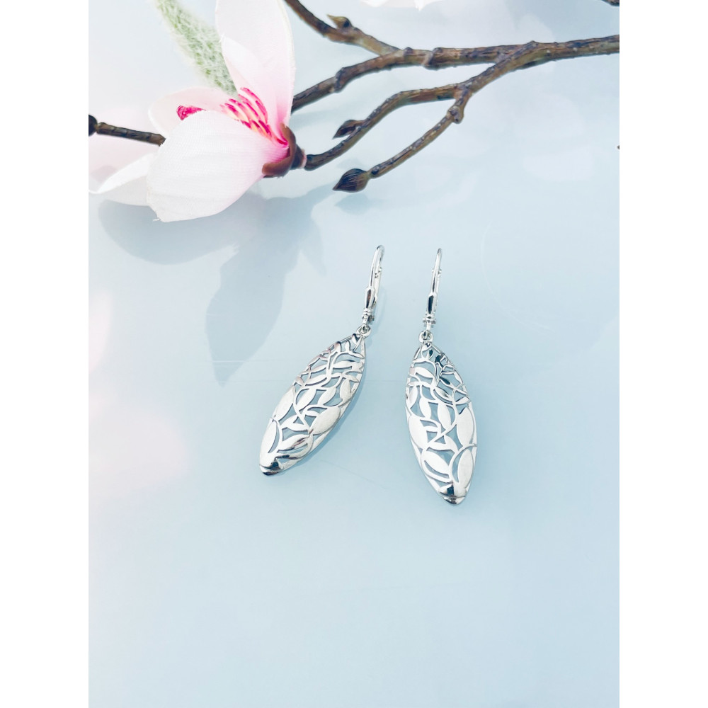 Blatt 925 Silber Ohrringe Vintage