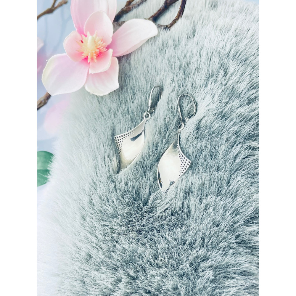 Welle 925 Silber Ohrringe Damen