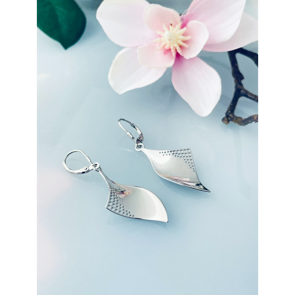 Welle 925 Silber Ohrringe Damen