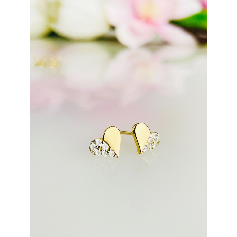 Gold Ohrringe Mit Zirconia Herzen Ohrhänger Ohrstecker Ohrschmuck Gelbgold