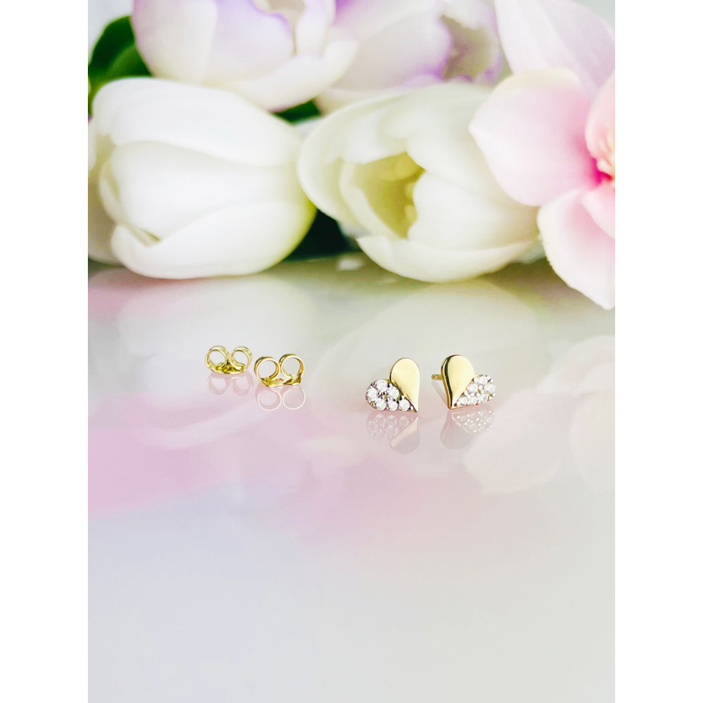 Gold Ohrringe Mit Zirconia Herzen Ohrhänger Ohrstecker Ohrschmuck Gelbgold