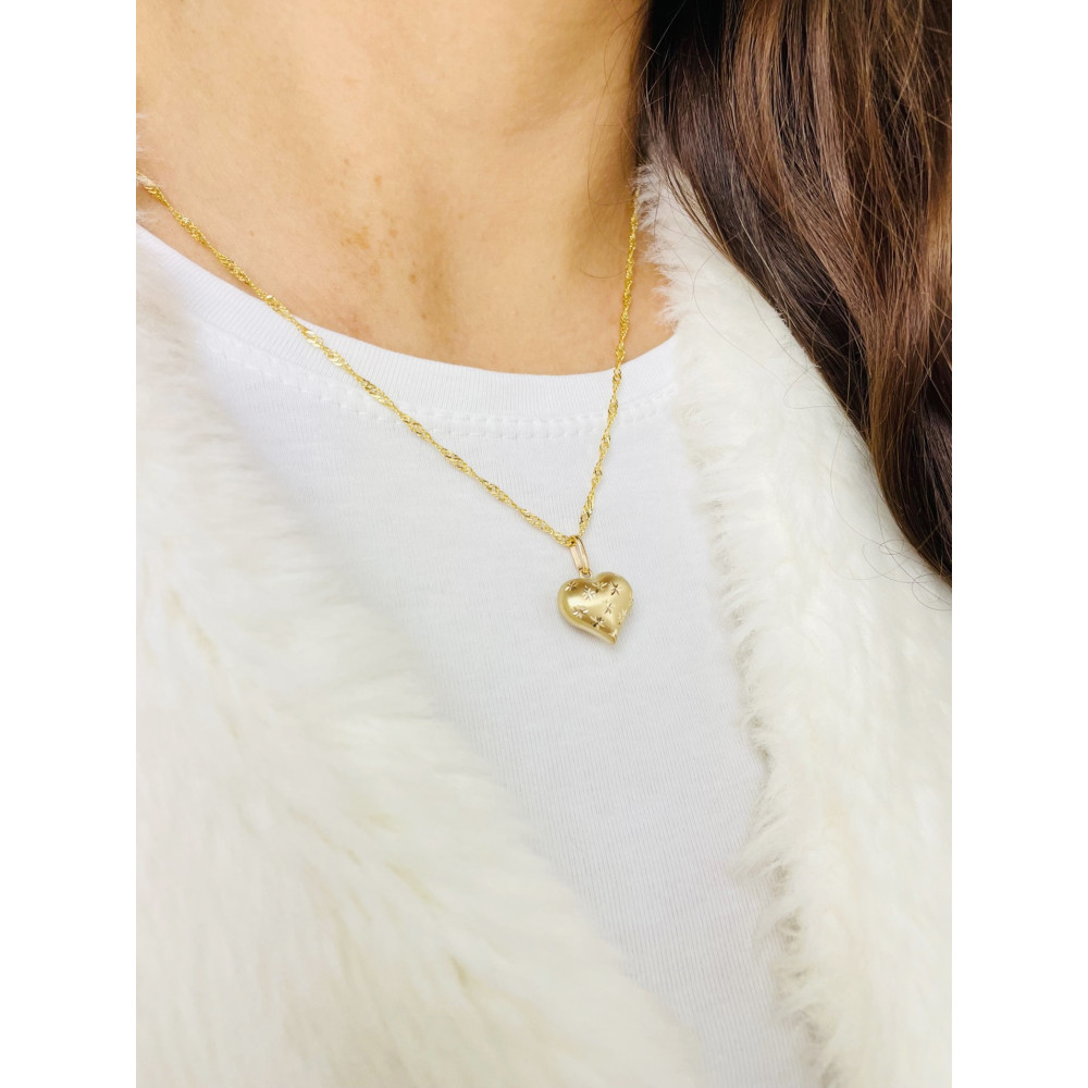 Złoty wisiorek zawieszka serce frezowane figurka