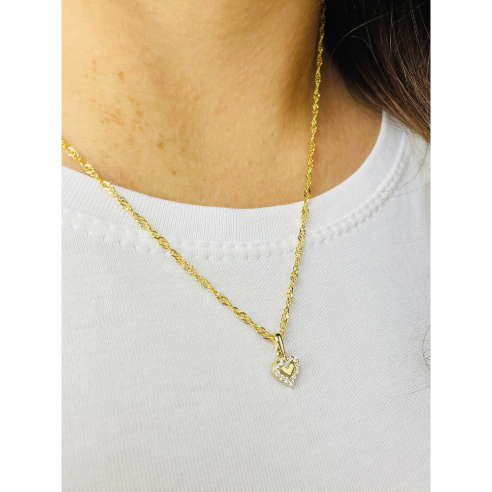Anhänger Kettenanhänger Gelbgold Goldanhänger Herz mit Zirkonia 585er 14KT