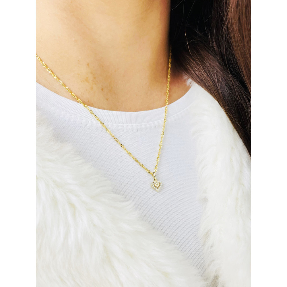 Złoty wisiorek zawieszka serce ażurowe z cyrkoniami