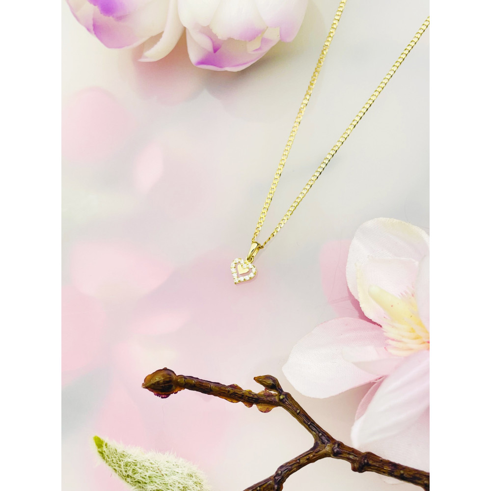 Anhänger Kettenanhänger Gelbgold Goldanhänger Herz mit Zirkonia 585er 14KT