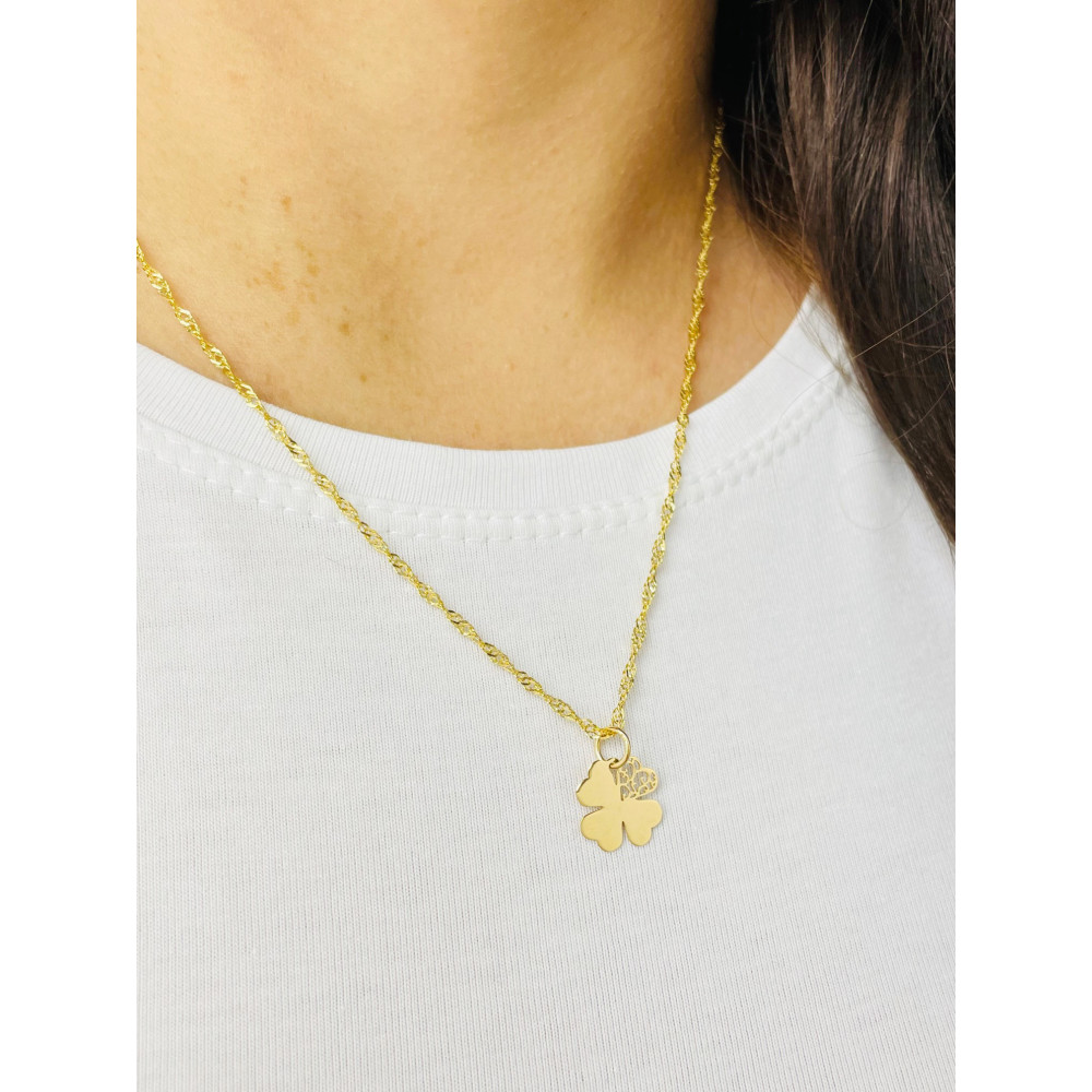 Złoty wisiorek zawieszka koniczynka serce