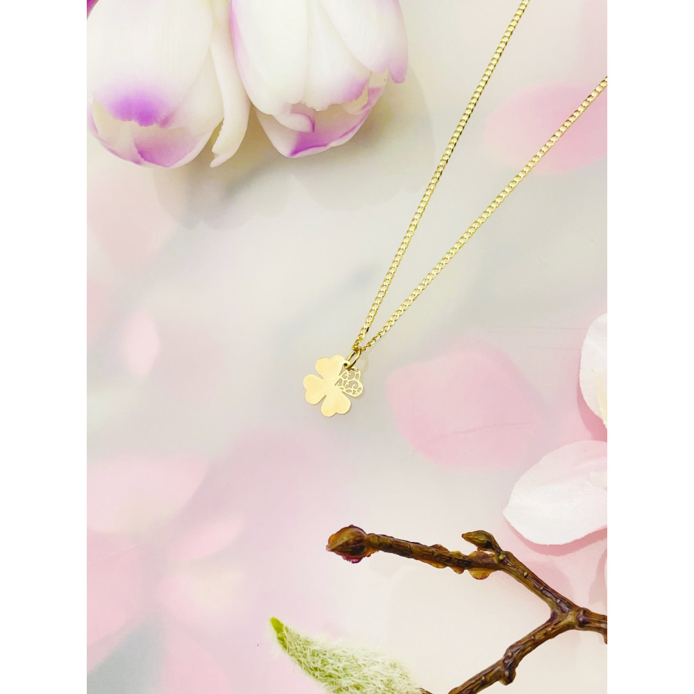 Anhänger Kettenanhänger Gelbgold Goldanhänger Herz  vierblättriges Kleeblatt 585er 14KT