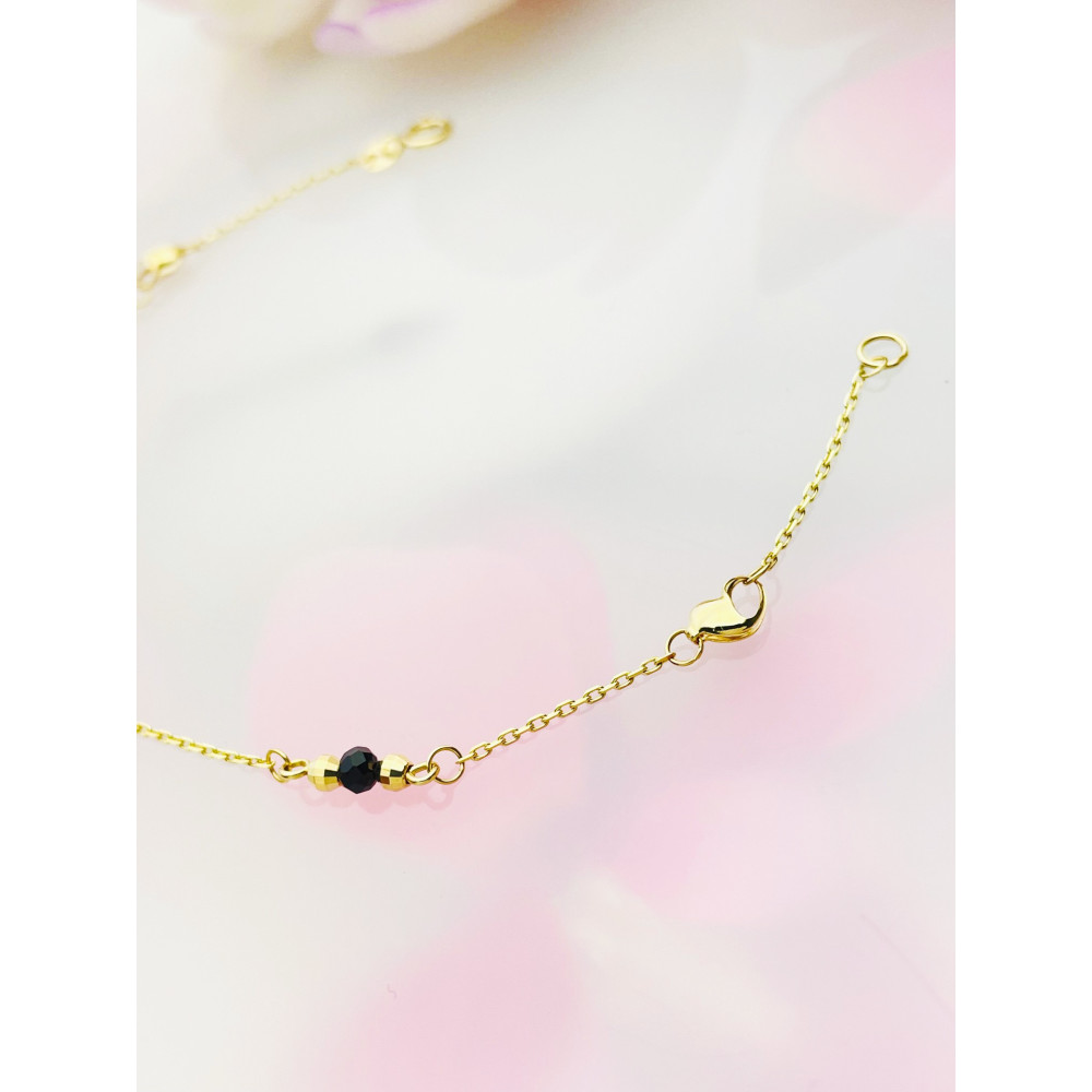 Damen Goldarmband Armband Armkette Gelbgold 585er 14KT Herz Onyx