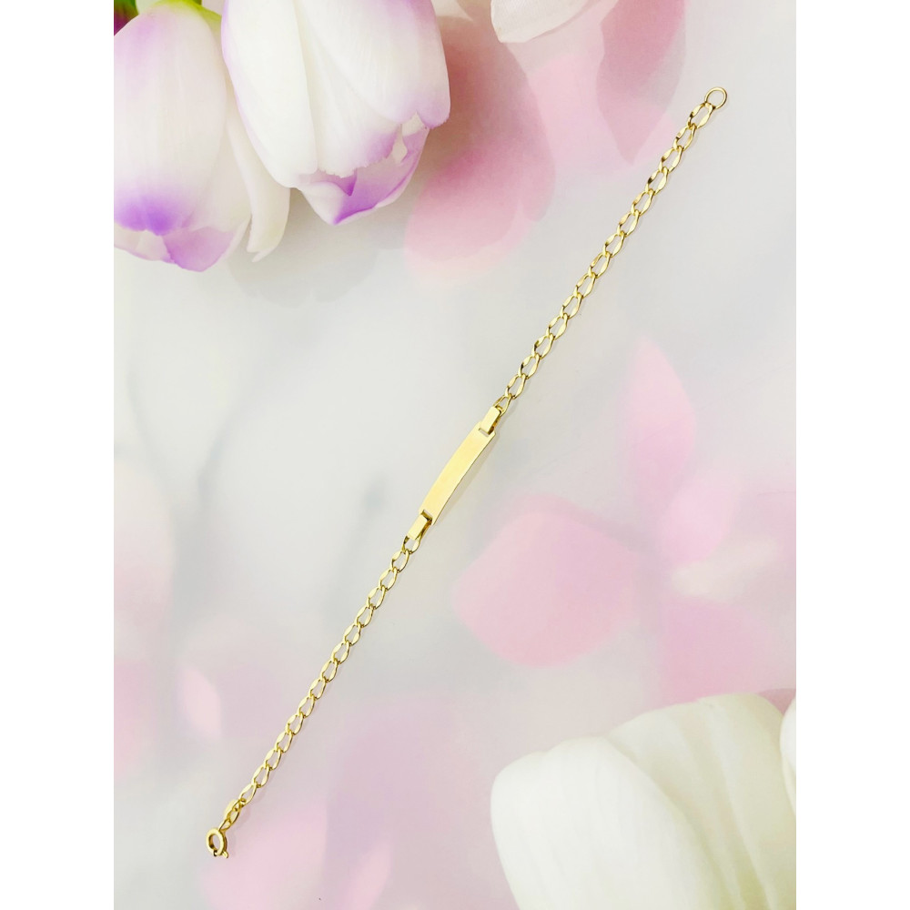 Złota bransoletka pancerka z blaszką