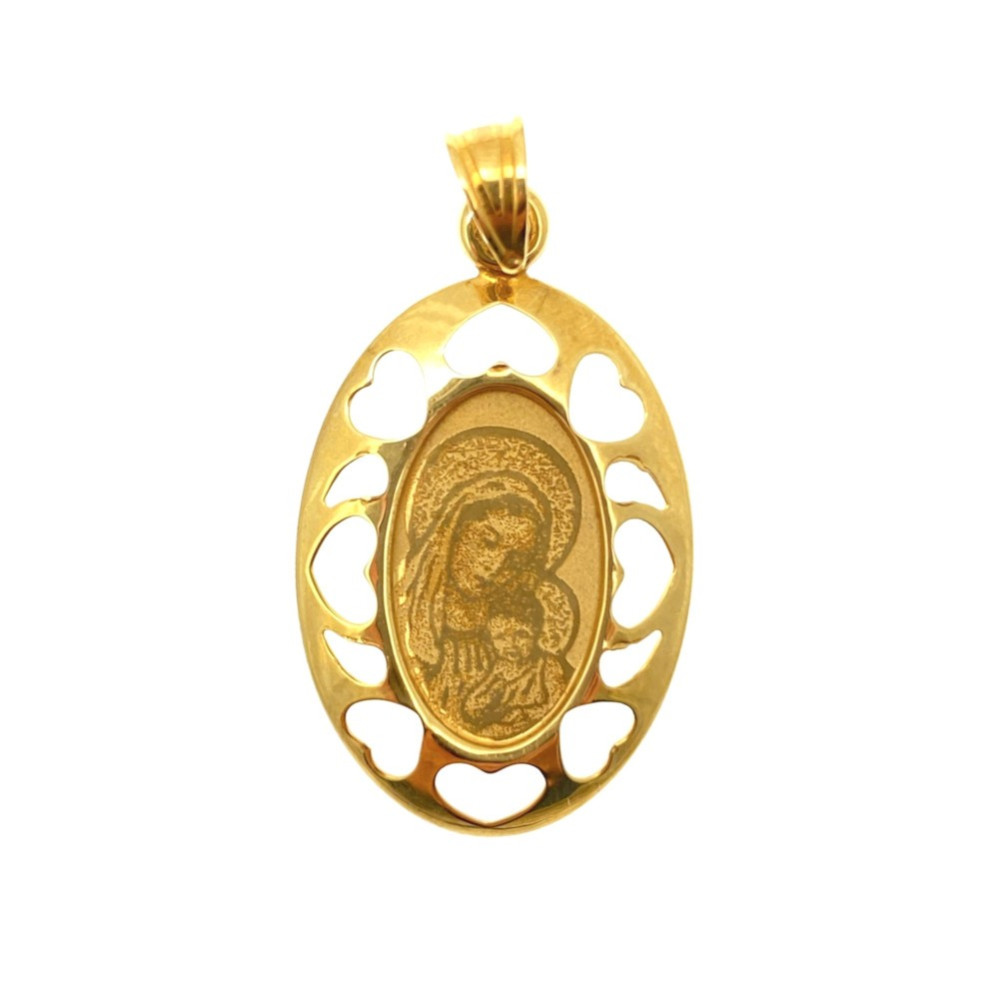 Złoty Medalik Zawieszka Matka Boska z Dzieciątkiem Jezus