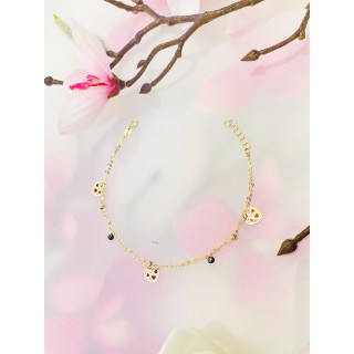 Damen Goldarmband Armband Armkette Gelbgold 585er 14KT Herz Onyx